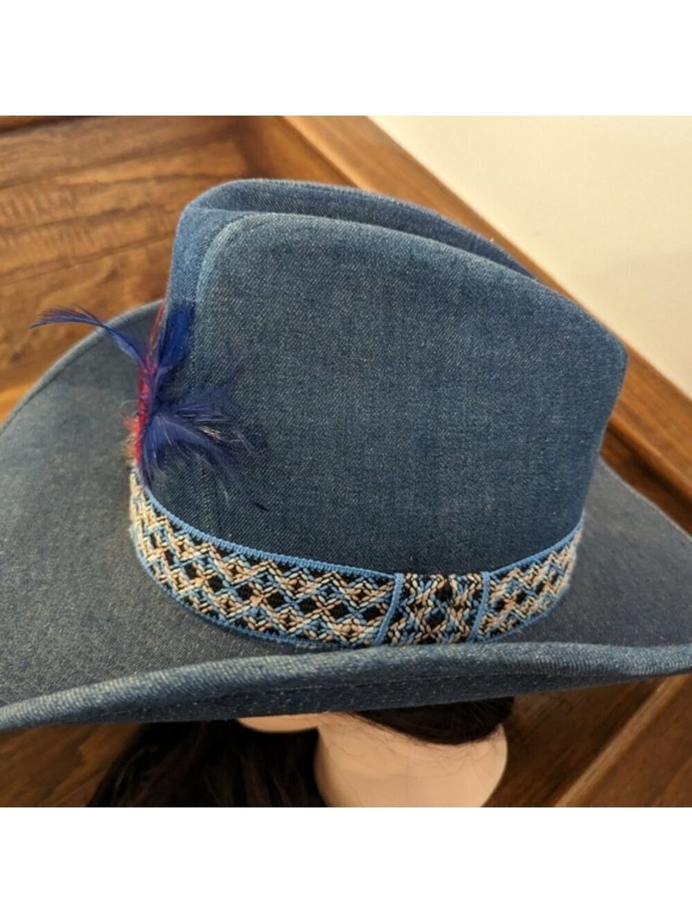 Vintage western 60's blue denim cowboy hat. Size 7-7 1/8 - Picture 15 of 16